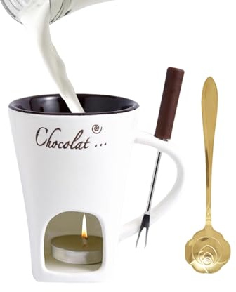 Schokoladenfonduetasse - Keramik-Schmelzbecher, Dessert-Dip-Set, tragbares warmes Servieren, glatte Heizfunktion, Fondue-Wärmer für Picknicks, 11,4 cm
