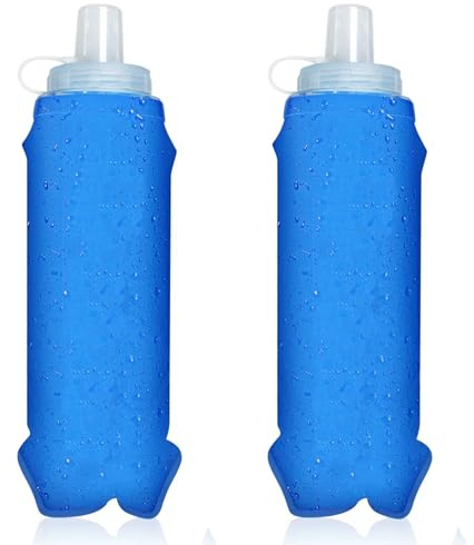 Pack de 2 Gourdes Souples 500 ml - Flasque Running en TPU Sans BPA, Pliable & Réutilisable Soft Flask, Valve Anti Fuite & Bouchon Hygiénique, Idéal pour Course à Pied, Trail,Randonnée,Camping,Cyclisme