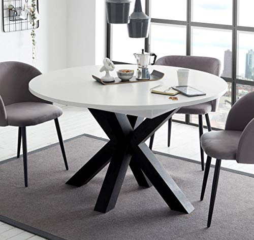 Esstisch schwarz weiss matt 110x78 cm Big System Rund Stern 110 Auszug