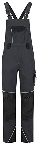 BWOLF Brave Latzhose Herren Arbeitshose Schutz-Latzhose mit Kniepolster-Taschen verstärkt mit 600D Polyester (Grau, XL)