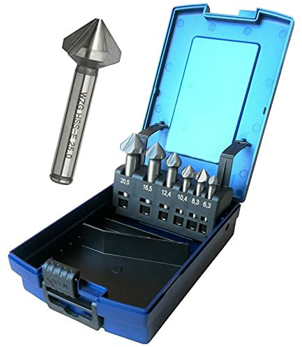 6 Teiliger HSS E Co5% Kegelsenker Senker 90°Grad Cobald Entgrater WZG in ABS Box