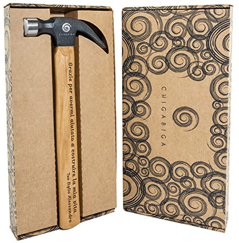 Martello PERSONALIZZATO con le tue stesse parole, regali originali per uomo, Natale, festa del papà, compleanno, fidanzato, San Valentino. Inciso a laser. Martelli da carpentiere di dimensioni reali