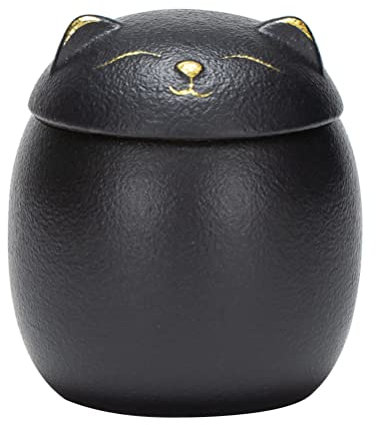 TOPBATHY Decorative Cat Design Tea Canister Ceramic Storage Jar for Tea Spices Cute Mini Kitchen Storage Jar Airtight Sealing Lid Safe Healthy Material for Cat