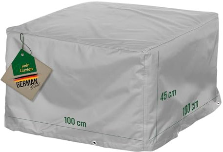 Mehr Garten Premium Protect Abdeckung Loungetisch 100x100x45 cm, hellgrau, atmungsaktives 2-lagiges Polyestergewebe, Schutzhülle für Gartentisch wasserdicht und UV-beständig