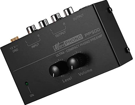 HUIOP Preamplificatore Phono Ultra Compatto Preamplificatore con Controlli di Livello e Volume Ingresso e Uscita RCA 1/4,preamplificatore