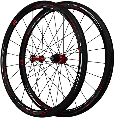 Samnuerly Laufradsatz 700C Kohlefaser-Rennrad-Laufrad, Carbon-Messer-UD-Mattkörper/3K-Diagonalbremskante Off-Road-Fahrrad-Laufradsatz 7-11-Gang-Straßenrad