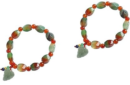 COHEALI 2stücke Natürliche Achatarmband Für Frauen Elegantes Leichtes Handkettchen Mit Zufälligem Retro Perlenarmband Für Alltag Und Besondere Anlässe