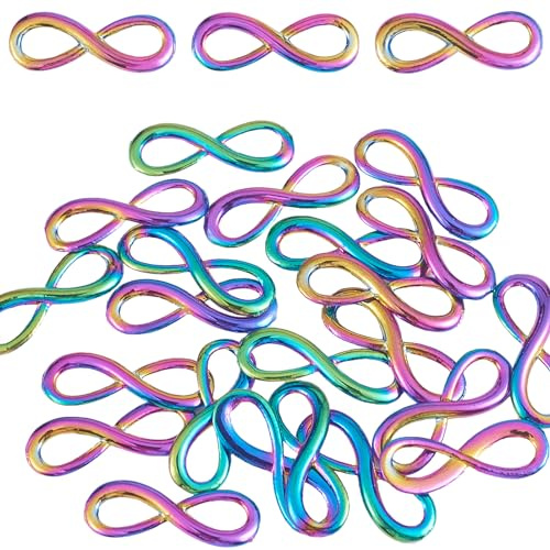 COGCHARGER 25 Pcs Multi-color Infinity Charms Pendant Rainbow Color Alloy Infinity Symbol Links Connectors Charms for Bracelet Earrings Jewelry Making DIY Craft Supplies