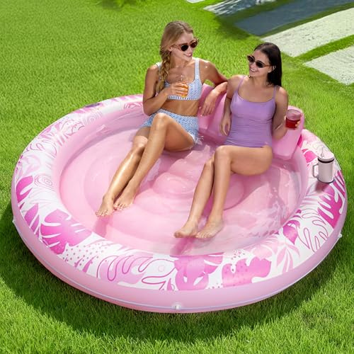 SLOOSH Gonfiabile per piscina abbronzante, 182 x 165 cm, per adulti con cuscino, grande vasca da sole in tessuto di lusso, ideale come regalo per feste