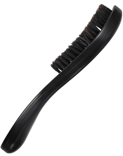 Bartbürste mit Borsten und Holzgriff für Haar und Schnurrbart | Ergonomische Form, Leicht und Tragbar, Passt in Tasche, Schwarz, für Männer und Frauen
