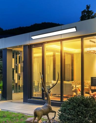 MOLOURK Imperméables Terrasse Appliques Moderne Extérieures LED Lampe de Jardin Aluminium Noir Lamp murale Salle de Bain 3000K Barre Lumineuse pour Chambre Salon éclairage Extérieur (4000K,120CM)
