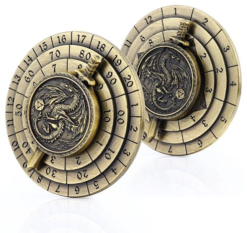 Haxtec Spinner Dice 7-in-1 Metal DND Dice Set Unique Dice Spinner Antique for Dungeons and Dragons DND Gifts RPG Role Playing Rotate Gaming Dice