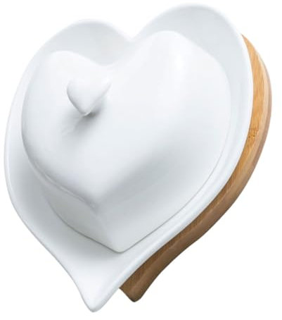 COLLBATH 1pezzi Piattino Ceramica Forma Di Cuore Per Burro Elegante Contenitore Con Design Raffinato Per Casa Ristoranti e Regali Bianco Classico