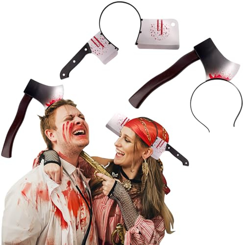 Shallyong Fascia Spaventosa, 2 Pezzi Cerchietto Coltello Halloween, Coltello Testa per Carnevale e Mascherata, Gioco di Ruolo