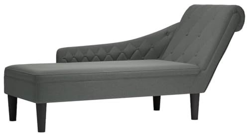 vidaXL Chaiselongue mit Kissen und Rechter Armlehne Dunkelgrau Stoff