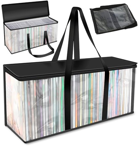 Lot de 3 sacs de rangement pour DVD - 52 x 17,5 x 22 cm - Étanche - En PVC - Avec poignée de transport et fermeture éclair - Protection contre la poussière - Pour album photo, jeux vidéo, films et
