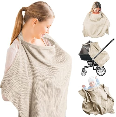 Tablier d'Allaitement, Cape Allaitement, Couverture d'Allaitement en Coton, Grande housse d'allaitement, Cape Allaitement Bébé, Voile d'Allaitement, Cache Allaitement, Écharpe Allaitement
