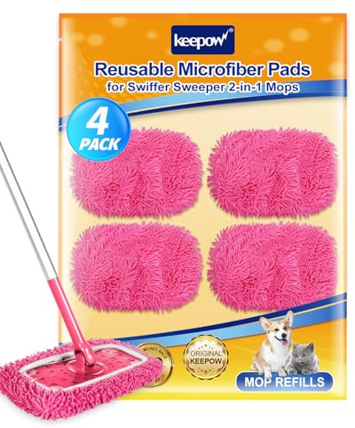 KEEPOW Pack de 6 para paños húmedos para Swiffer Suelos | 5 paños reutilizables para mopa Swiffer en húmedo y seco, lavable, con bolsa de lavado