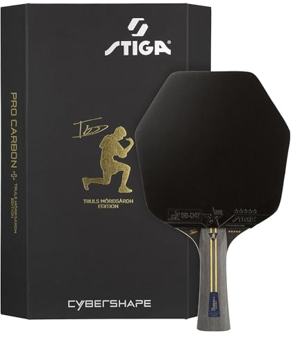 STIGA Pro Carbon Plus Cybershape Truls Edition Tischtennisschläger, 5 Sterne, Größerer optimierter Sweetspot, Touch Carbon-Technologie, ITTF-zugelassene STAR5-Beläge – für Offensive Spieler