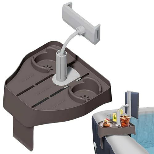 3-in-1 verstellbarer Whirlpool-Tablett mit Getränkehalter Telefonständer - Universal Fit Beistelltisch für aufblasbare Whirlpools, Spas, Pools - Getränke-Snackhalter Zubehör für Erwachsene, Outdoor