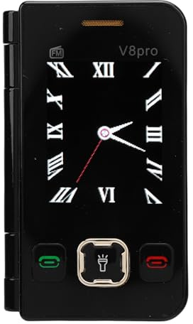 XUMIUZIY Película de Doble Pantalla, Teléfono Celular Plegable con Llaves Grandes de Radio FM y Sonido Inhancado, Interfaz de Lenguaje Múltiple, Cámara Incorporada, Linterna LED y (Black)