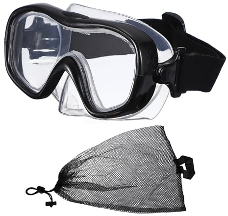 PATIKIL Maschera Da Snorkeling Con Coprinaso, Maschera Subacquea In Silicone Attrezzatura Per Immersioni Anti-Appannamento Maschera Da Sub Con Ampia Visuale Vetro Temperato , Nero
