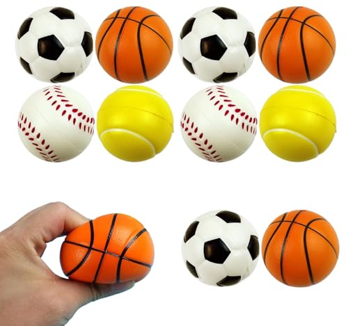 10 stycken antistressboll, anti-stressbollar, stressboll, mini-sportbollar, stressminskning för barn och vuxna, klämboll, antistressbollar (mini fotboll, basket, baseball, tenni) lindra stress