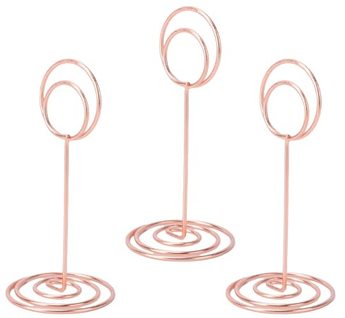 SUPYINI 20 stycken bordshållare, minimalistisk, unik design, 85 mm rund bordskorthållare av järn för bröllop, fest, examen, kontor, med bred bas för (roséguld)