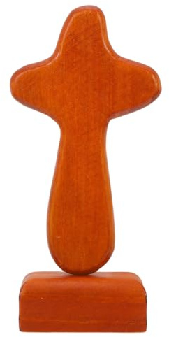 MUSISALY Cruz de Madera de Sobremesa con Base Magnética Decorativa y Portátil Cruz de Estable para Hogar Oficina y Meditación Cristiana
