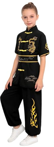 LumiJour Enfant Costume Kung Fu Manches Courtes Fille Garçon Imprimé Traditionnel Chinois Tenue Spectacle
