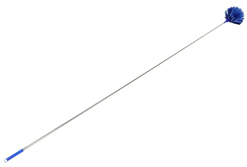 Kichvoe Limpiador de Telarañas Hogar Mango Extensible de 2.3 M, Cepillo de Cerdas Duras en Color Azul, Plumero Útil para Techos y Eliminación Eficaz de Polvo en Rincones Difíciles