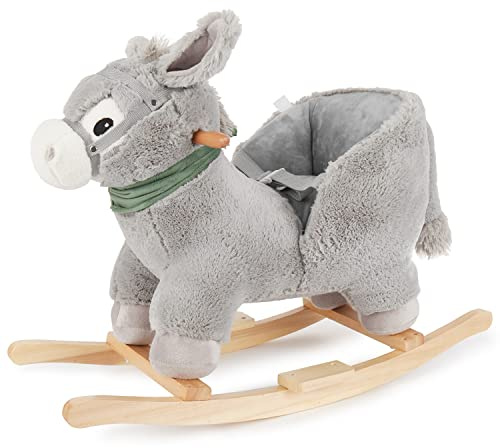 Bieco Plüsch Schaukeltier Esel 73,5x33,5x61cm | Schaukelpferd Baby | Schaukeltier Kinderschaukel Indoor | Baby Wippe Schaukelpferd ab 9 Monaten