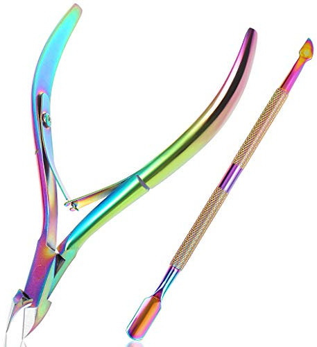 Conjunto de Clíper de cutículas & empujador de cutículas, Cortador de cutículas /Clíper de uña/ Recortadora & Tijeras en acero inoxidable por Uñas de manos /de dedos de los pies