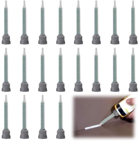 Dzsomt 20 pezzi Resina Ugelli Miscelatori Ugello di Miscelazione Statica Beccuccio Miscelatore Ugelli per Miscelazione Epossidica in Plastica 1:1 Applicatori per Resina Bicomponente