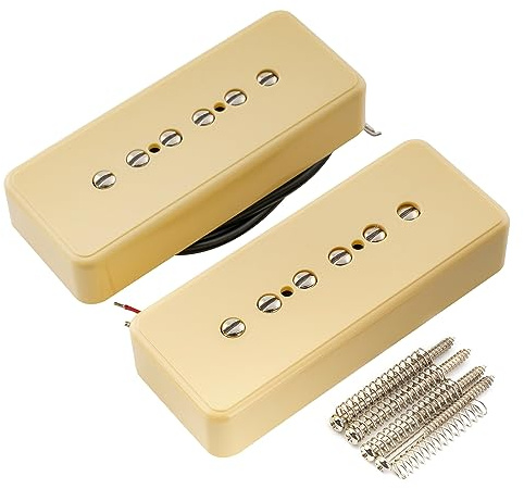 Artec ASA90 Alnico 5 P90 Soapbar Single Coil Tonabnehmer Hals Steg Pickups Set für E-Gitarre, Creme