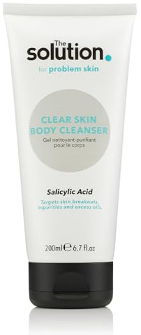 The Solution Salicylic Acid Clear Skin Body Cleanser (200ml). Back Acne Treatment with Tea Tree, Daily Blemish Control Cleanser for Body, Pore minimiser, Vegan & Cruelty Free Salicylic Acid Shower Gel