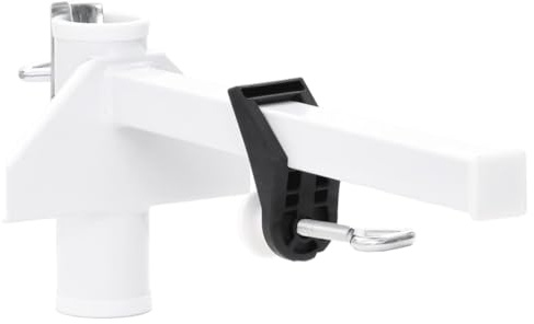vidaXL White Steel Umbrella Clamp - 38mm Pole Holder for Balcony Patio, Easy Install Powder Coated Clamp with Adjustable Grip, Space-Saving Design