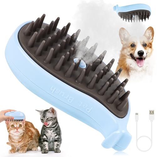 Cat Steam Brush - Katzendampfbürste - Selbstreinigende Dampf-Katzenbürste für Massage, Dampfbürste für Haustiere zum Entfernen von verfilztem und losem Haar, Katze Grooming Pinsel Haarentfernung Kamm