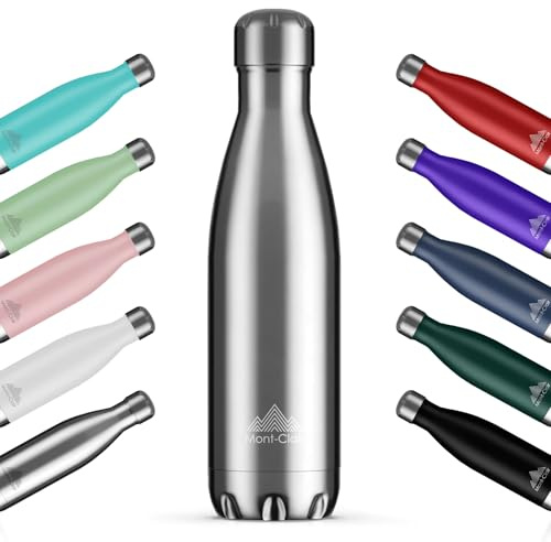 H2O Stainless Steel Water Bottle Borraccia Termica 1L in Acciaio Inox | Borracce Termiche, 12h di Bevanda Calda e 24h Fredda, Senza BPA, Bottiglia Acqua, Rimani Idratato - Argento