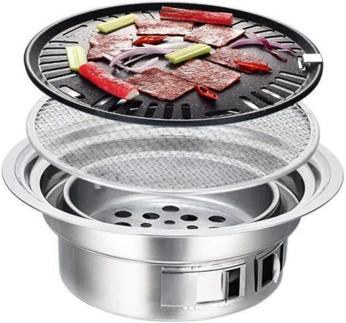 ZHZXBDGQ Barbecue Grill (Baking Pan + Grilling Net), Stainless Steel Iron Barbecue Grill, Table Charcoal Grill, Iron Barbecue Stove, Barbecue Tools