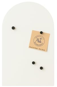 BEHE Metall Magnettafel Modern,40 x 60 cm, MetalBoard Memoboard für alle Magnete, Magnetpinnwand für Notizen & Fotos - Made in Germany (Rundbogen, weiß)