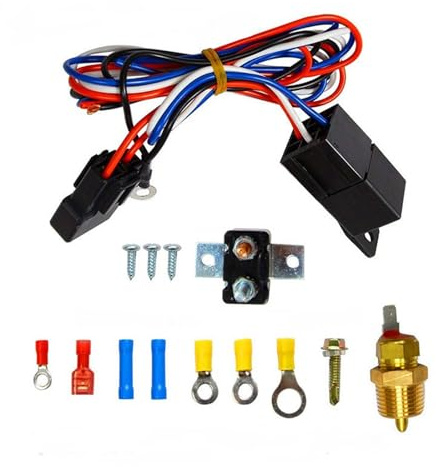 Ventilateur de radiateur électrique réglable 12 V Thermostat Relais de commande Faisceau de câbles Kit de pièces de rechange pour voiture Camion Kit de ventilateur professionnel Capteur de température