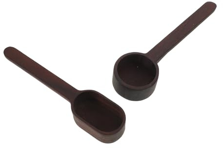 Homoyoyo Cucharas Medidoras de Madera Maciza para Café Molido, Juego 2 Piezas (tamaños 2 y 3), Cucharas Dosificadoras Ergonómicas de Nogal para Uso en Cafetería y Cocina Doméstica