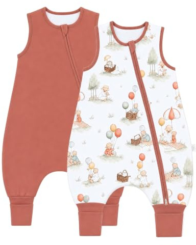 WYTbaby Baby Sleeping Bag with Legs, 0.5 Tog 100% Cotton Sleep Sack, Toddler Soft Sleep Bag with Feet Bear 4-6 Years