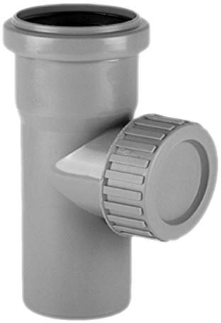 HT Reinigungsrohr Außendurchmesser 90mm 9,0cm DN90 mit Steck Muffe + Gummi Dichtung Kanalrohr Abwasser Abfluss Leitung Lüftung Kunststoff PP grau Öffnung Deckel Verschluss