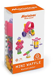 Marioinex Mini Waffle Constructor Rosa 70 Elemente - Waffelbausteine Kinder - Building Blocks for Kids - Konstruktionsspielzeug - Bausteine Kinder - Steckbausteine Kinder - Building Toys