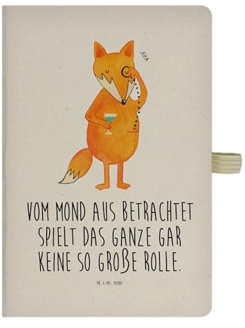 Mr. & Mrs. Panda DIN A4 Baumwoll Notizbuch Fuchs Lord - Geschenk, Notizen, tröstende Worte, Schreibbuch, Tagebuch, Notizblock, Eintragebuch, Journal, Problemlösung, Monokel, Füchse