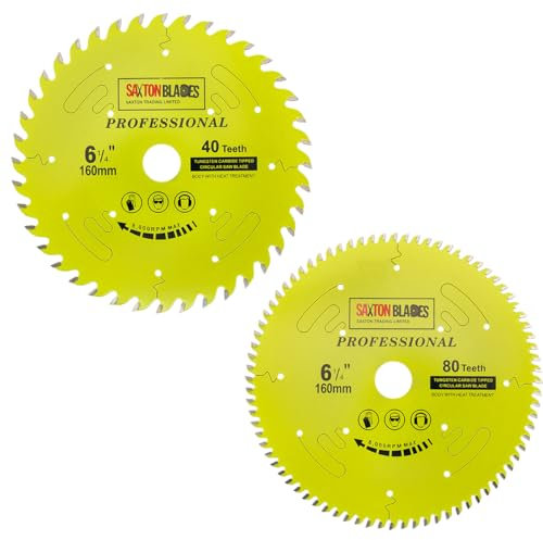 Saxton TCT160MXAPRO Kreissägeblatt der Professional-Serie 160 mm x 40 t und 80 t x 20mm Bohrung, 16mm Ring Kompatibel mit Festool TS55 Bosch Makita Dewalt