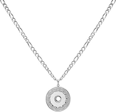 LUUK LIFESTYLE Edelstahl Halskette mit Vintage Münze | Coin Anhänger in modernem Design, Schmuckgeschenk, Glücksbringer, Vintage Stil, schlichtes Design, Modeaccessoire für Sie, Silber