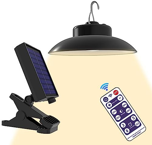 Loandicy Outdoor Solar Parasol Lights with Remote Control | Waterproof Solar Powered Clip-On LED Umbrella Light | Rechargeable LED Patio Light for Beach Tent Camping Hiking Garden Decoration